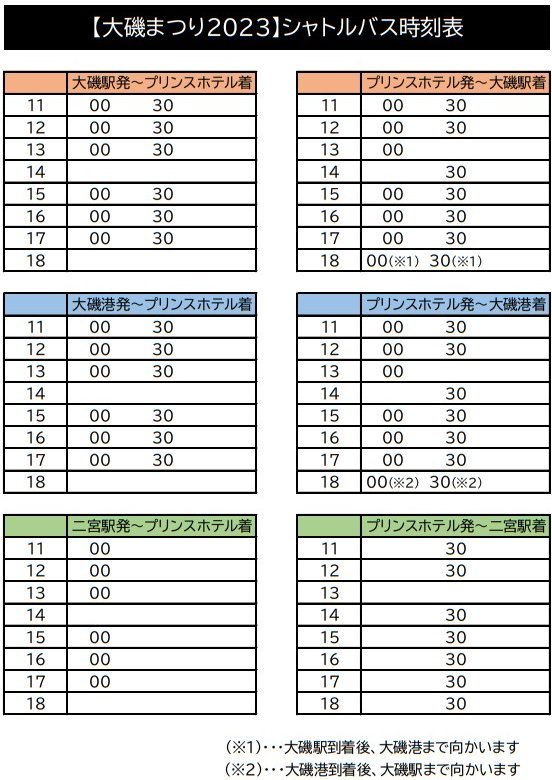 11月11日開催！「大磯まつり2023」シャトルバス運行のお知らせ（時刻表